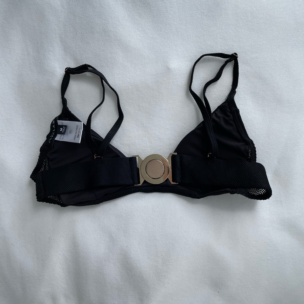 Jluxlabel - Black Bikini Top w/ gold clasp - size M